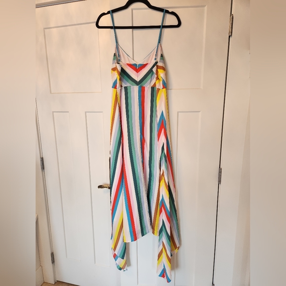 Laundry by Shelli Segal Rainbow Maxi Dress Sz 8 striped boho party maximalist - Picture 8 of 9